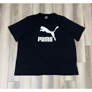 PUMA Black/White Crew Neck Short Sleeve Big Logo Tee Mens Size 3XL